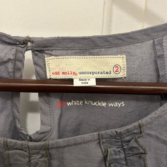 ODD MOLLY 100% COTTON GRAY BLOUSE WITH INTRICATE EMBROIDERY SIZE 2/MEDIUM - Picture 7 of 10